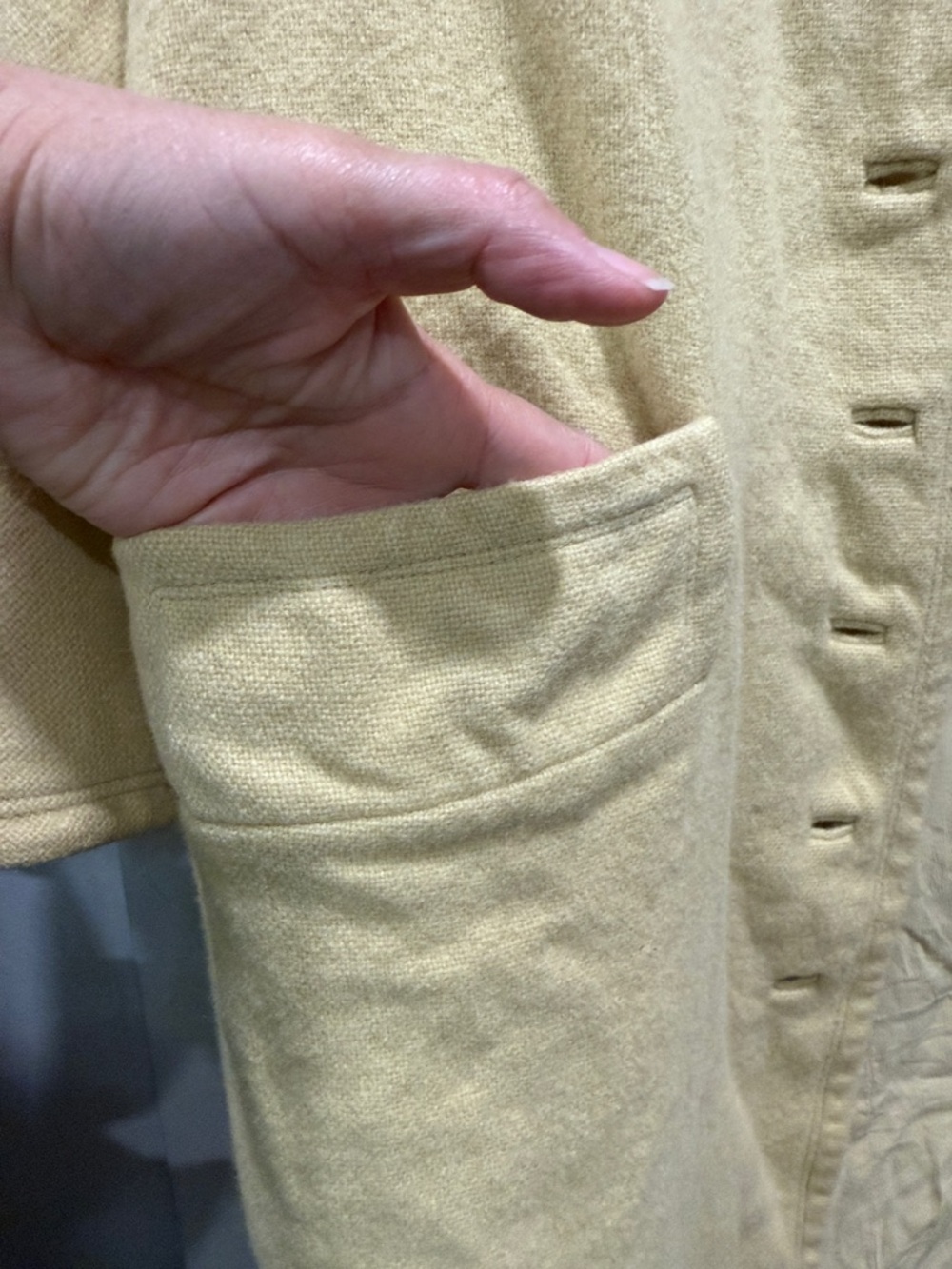 Vintage Classic Pastel Yellow Women's Wool Coat - Picture 5 of 7
